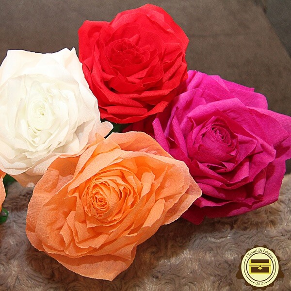 3 pezzi di carta crespa fiori decorazione di nozze accattivante unico fai  da te artificiale di carta rossa fiori rossi 20 cm